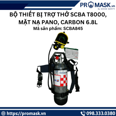 Bộ thiết bị trợ thở SCBA T8000, mặt nạ PANO, carbon 6.8L