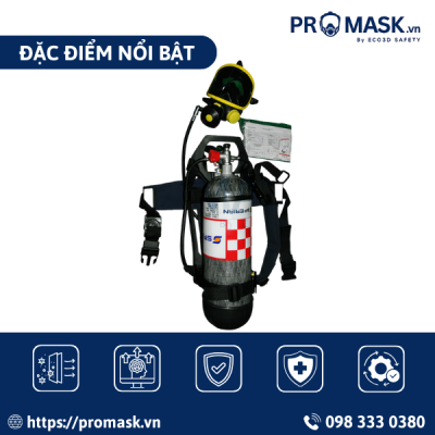 Đặc điểm bộ thiết bị trợ thở SCBA T8000, mặt nạ PANO, carbon 6.8L