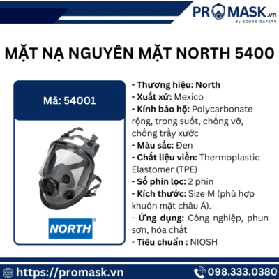 Mạ nạ nguyên mặt North 5400 - Bảo hộ hô hấp toàn diện