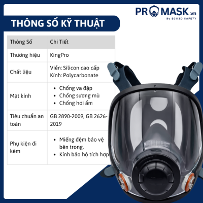 Thông số kỹ thuật mặt nạ phòng độc full mặt HUGUARD 8800