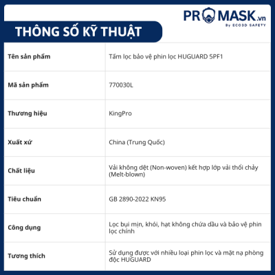 Thông số tấm lọc bảo vệ phin lọc HUGUARD