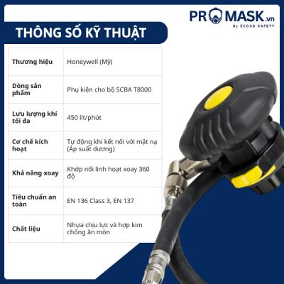 Thông số van cấp khí cho SCBA-T8000