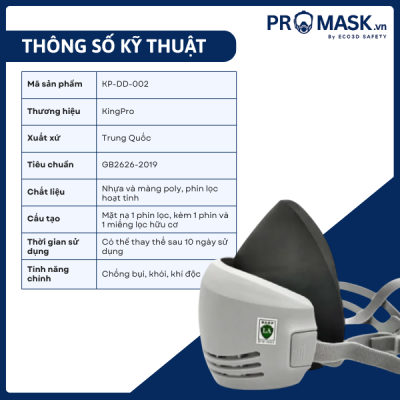Thông số kĩ thuật mặt nạ phòng độc DustDefense Mask KP-DD-002
