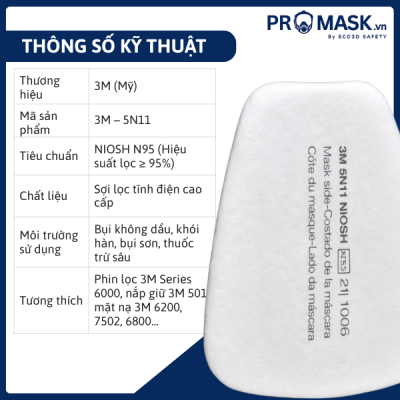 Thông số tấm lọc bụi 3M – 5N11