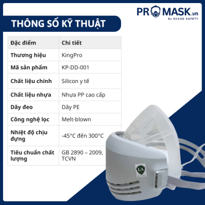 Thông số kỹ thuật Mặt nạ phòng độc DustDefense Mask KP-DD-001