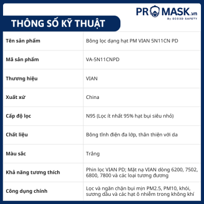 Thông số bông lọc VIAN 5N11 CN