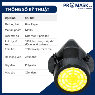 Thông số kỹ thuật mặt nạ phòng độc NP305_SP52