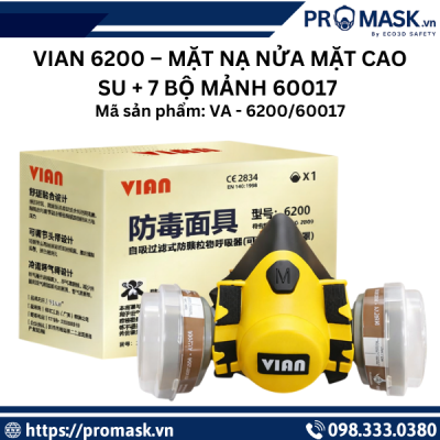 VIAN 6200 – Mặt nạ nửa mặt cao su + 7 bộ mảnh 60017