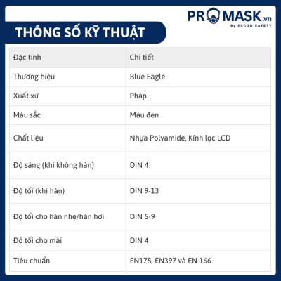 Thông số kỹ thuật mặt nạ bảo hộ lao động BARRIER 3