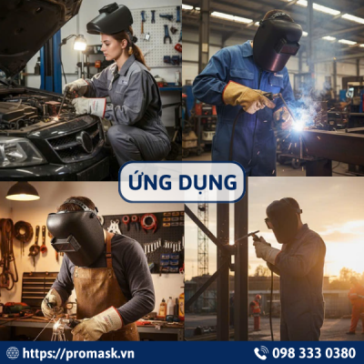 Ứng dụng mặt nạ hàn kết hợp mũ 6PA3 Blue Eagle
