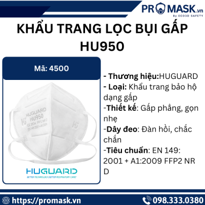 Thông số khẩu trang lọc bụi gấp HU950 