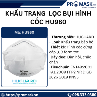 Khẩu trang lọc bụi hình cốc HU980