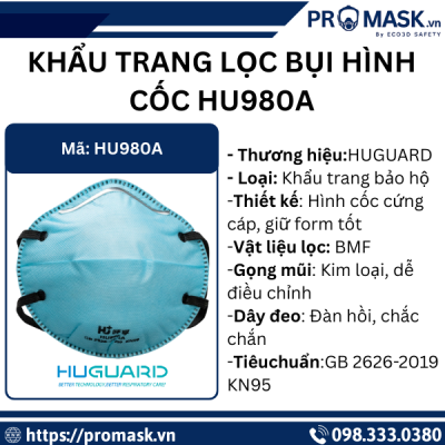 Thông số khẩu trang lọc bụi hình cốc HU980A