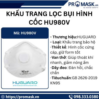 Thông số kỹ thuật khẩu trang lọc bụi hình cốc HU980V