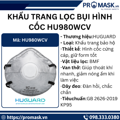 Thông số khẩu trang lọc bụi hình cốc HU980WCV