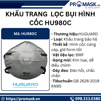 Thông số kỹ thuật khẩu trang lọc bụi hình cốc HU980c