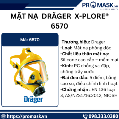 Thông số mặt nạ phòng độc toàn mặt Dräger X-plore® 6570