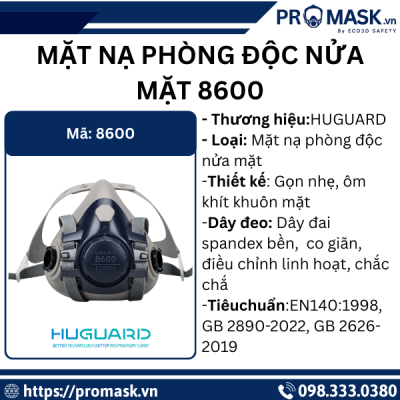 Thông số kỹ thuật mặt nạ phòng độc nửa mặt 8600